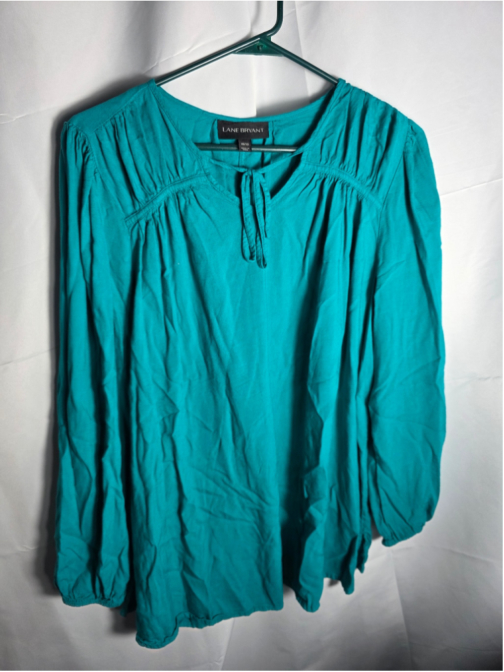 Women's Lane Bryant Teal Blouse Size 10/12 fall boho-chic casual officewear